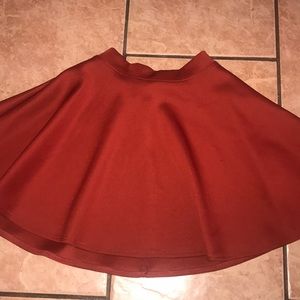 Burnt orange flared skirt
